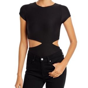 Alix NYC black short sleeve cutout bodysuit